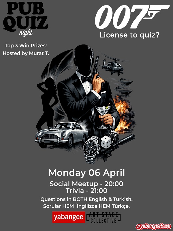Pub Quiz Night on James Bond (007): Questions in English & Turkish