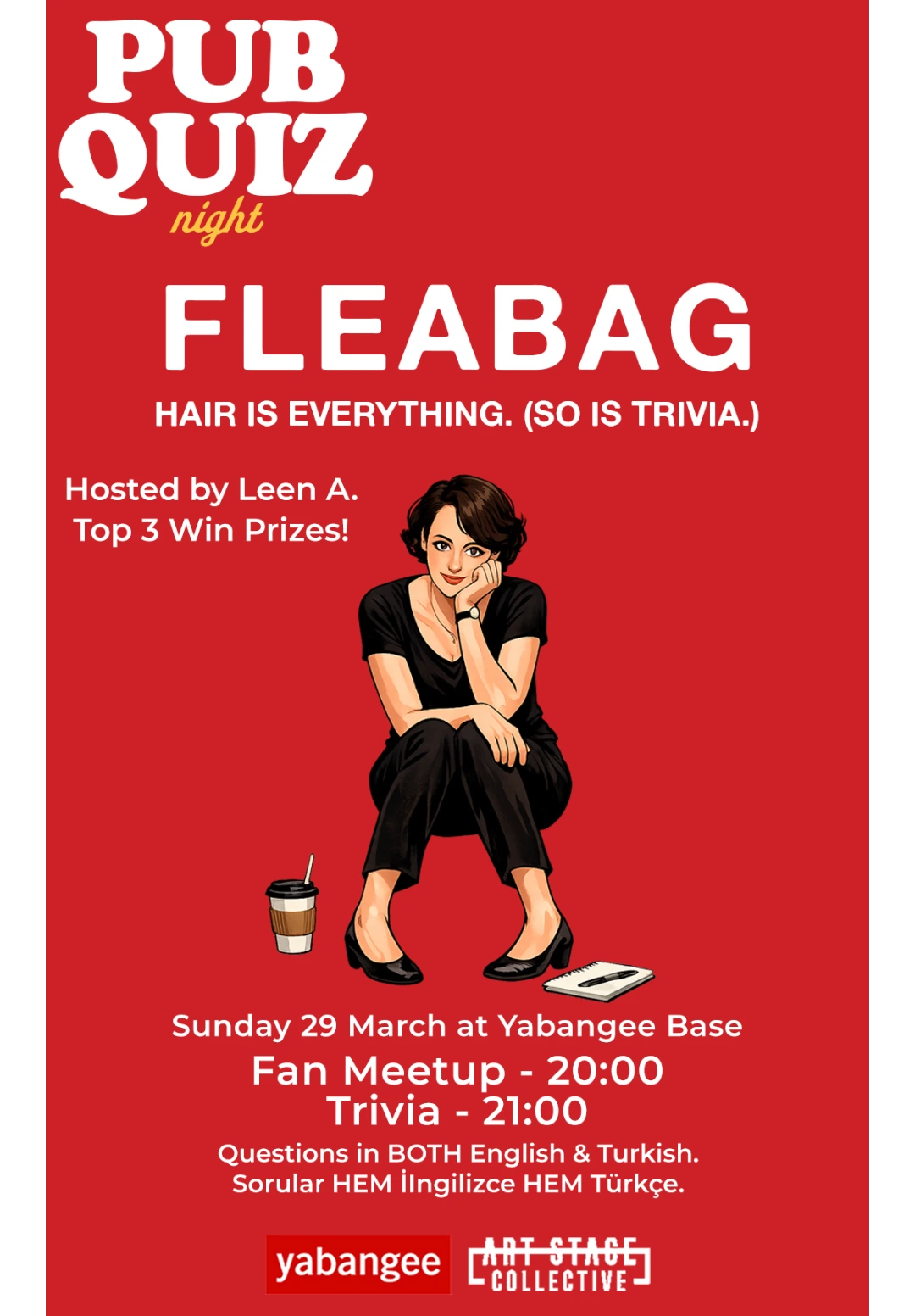Pub Quiz Night on Fleabag: Questions in BOTH English AND Turkish
