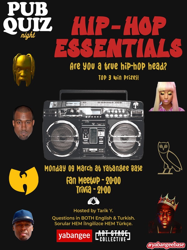 Pub Quiz Night on Hip-Hop Essentials: Questions in BOTH English & Turkish