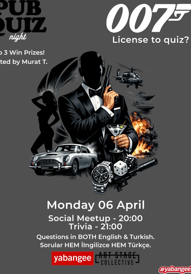Pub Quiz Night on James Bond (007): Questions in English & Turkish