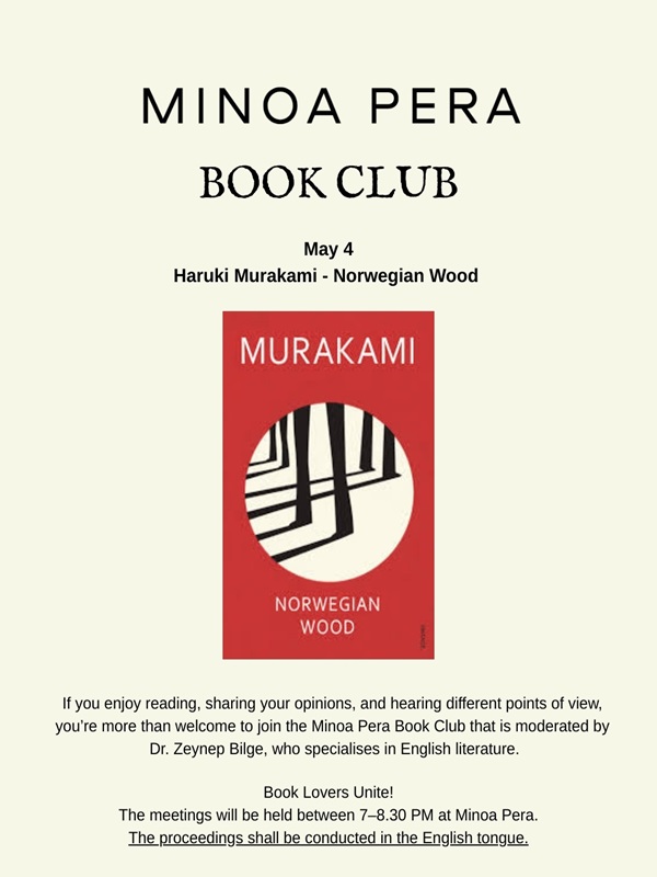 BOOK CLUB at Minoa Pera: Norwegian Wood (İmkânsızın Şarkısı) by Haruki Murakami