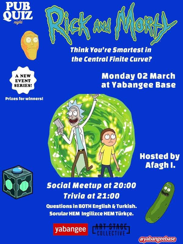 Pub Quiz Night on Rick and Morty (TV Show): Questions in BOTH English & Turkish