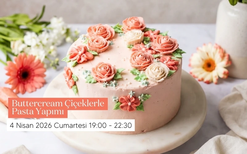 Buttercream Çiçeklerle Pasta Yapımı